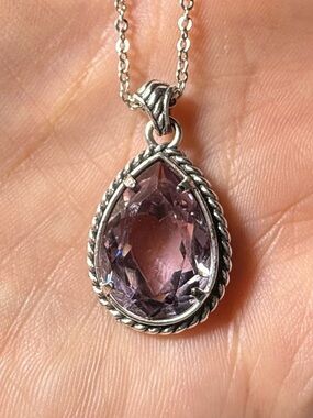 BRAND NEW Brighton Silver Reversible Heart Necklace w/ Pink Stone + Pouch!
